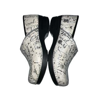 DANSKO Unique French Paris Scripted Women's Mules Cream and Black Women’s 40 9.5
